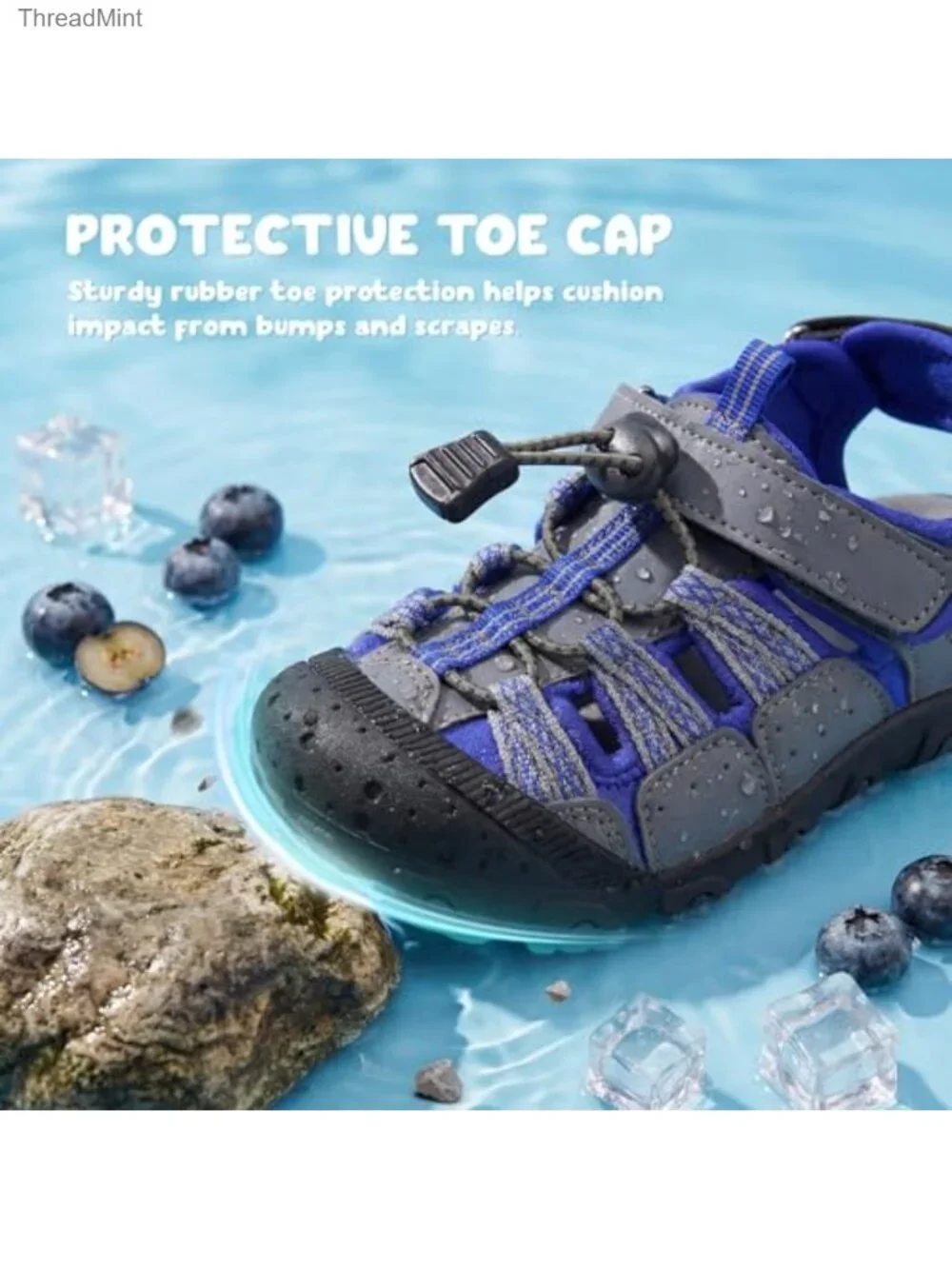 Kids Closed Toe Hiking Water Sport Sandals Non Slip Adjustable
